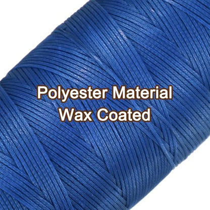 150D 0.8mm Flat Waxed Thread 284 Yards Polyester Leather Sewing Waxed String Hand Stitching Waxed Cord for Leather Stitching Sewing Bookbinding DIY Craft Sapphire Blue
