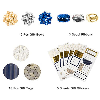 Navy Wrapping Paper Set