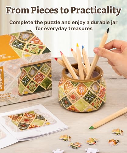 3D Puzzle Jar 64 Plastic Pieces for Adults (64 Count)