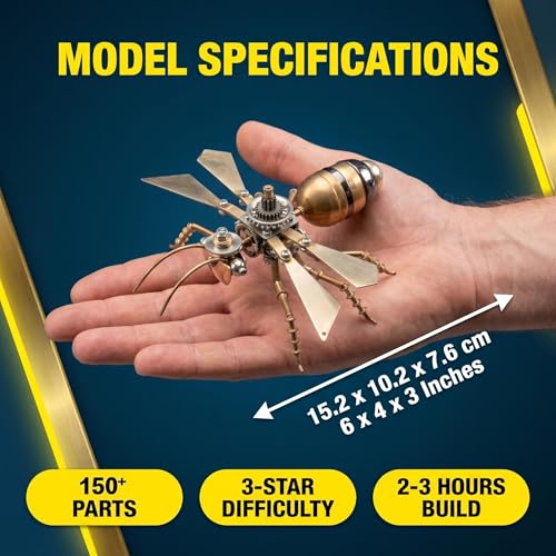 3D Metal Puzzle Mechanical Model Kit Steampunk Bee Insect 150+ Parts 2