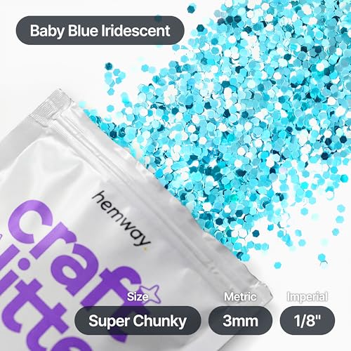 Craft Glitter Baby Blue Iridescent 100g Super Chunky Glitter