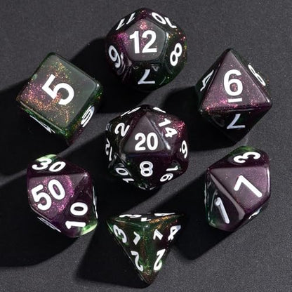 7 Die DND Dice Set Polyhedral Dice Set with a Leather Dice Bag (7 Count)