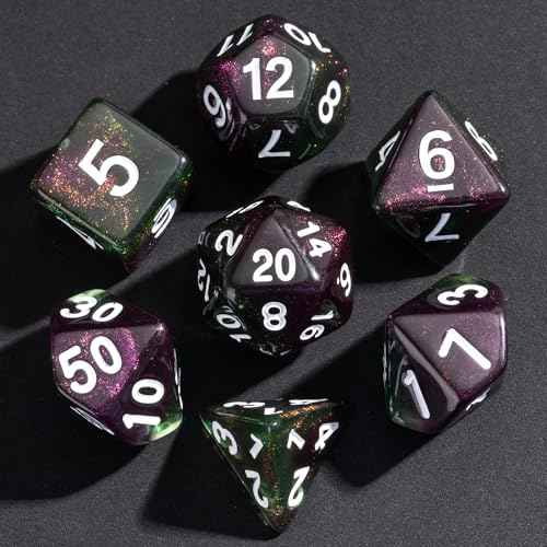 7 Die DND Dice Set Polyhedral Dice Set with a Leather Dice Bag (7 Count)