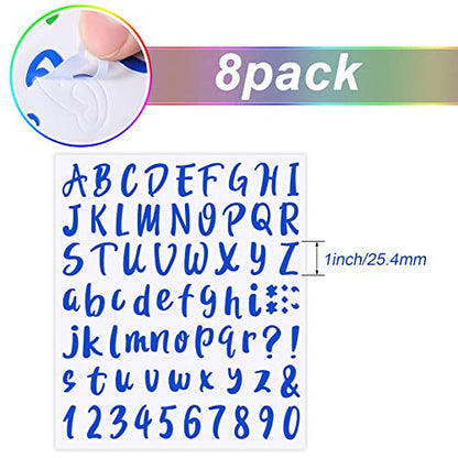 576 Pcs 8 Sheets Letters Stickers Vinyl Alphabet Number Decals Back to School Supplies for Water Bottles Cups Mailbox Scrapbooking Bulletin Board Classroom Decor