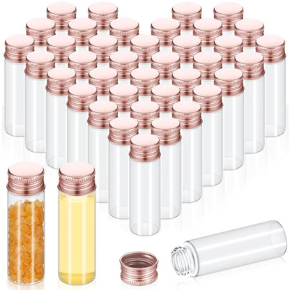 100 Pcs Small Clear Vials Spice Mini Jars with Lids Mini Glass Bottles with Screw Aluminum Metal Caps Tiny Jars Sample Containers for Powder Cream Cosmetic Jewelry Wedding (100 Count)