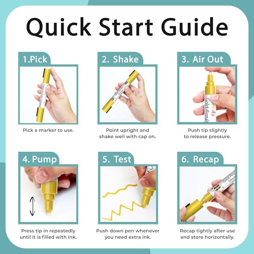 4 Dual Tip Gold Acrylic Paint Pen Metallic