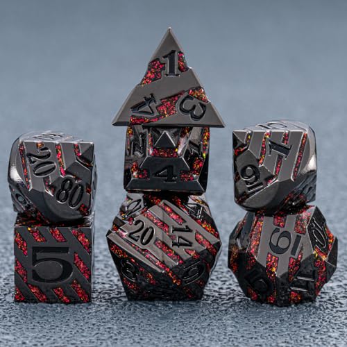 Decorative Inlay Metal Dice Set 7pcs (7 Count)