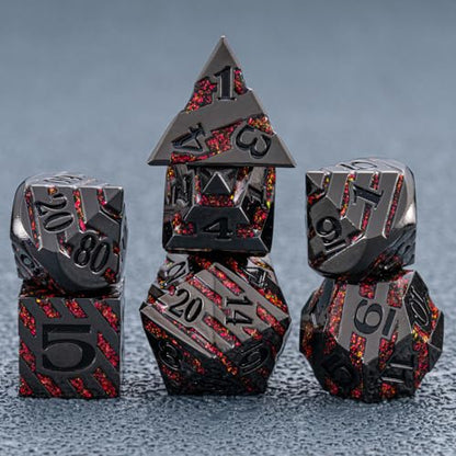 Decorative Inlay Metal Dice Set 7pcs (7 Count)