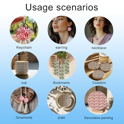Vine Small Flowers Pattern Polymer Clay Texture Sheet Plant Leaves Silicone Texture Mat for Polymer Clay Making Earrings Jewelry DIY Crafts 5.5 × 5.5 Inch
