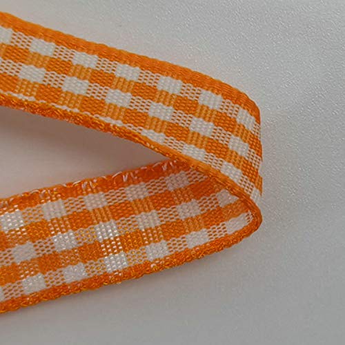 Orange Gingham Plaid Checked Ribbon 25 Yard Each Roll 100% Polyester (75 Foot)