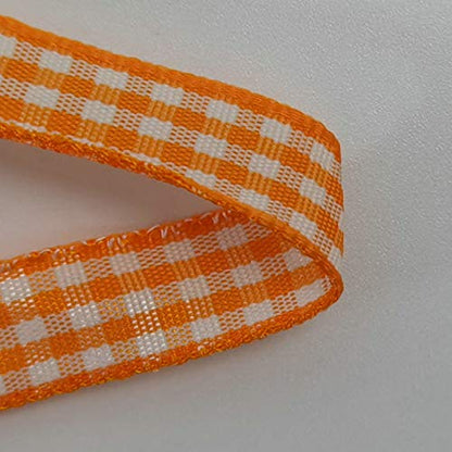Orange Gingham Plaid Checked Ribbon 25 Yard Each Roll 100% Polyester (75 Foot)