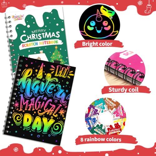 16 Pack Christmas Scratch Notebook Art Party Favors for Kids (16 Count)