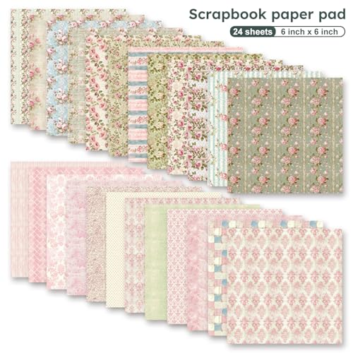 6in Flowers Scrapbook Paper Pad (24 Count)