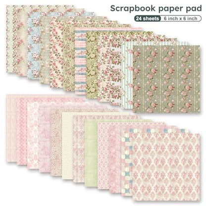 6in Flowers Scrapbook Paper Pad (24 Count)
