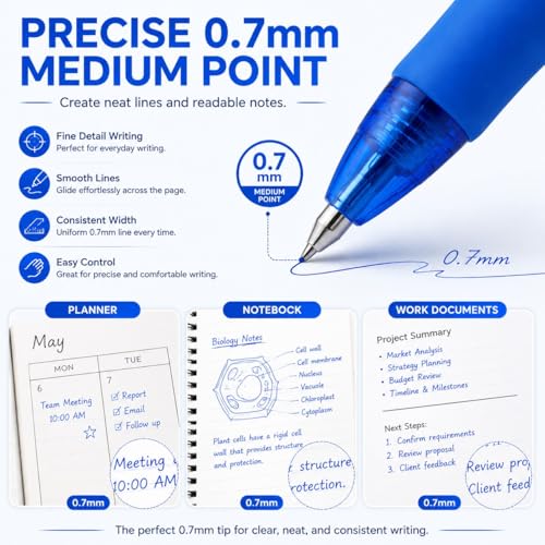 Retractable Clicker Erasable Gel Pens (12 Count)