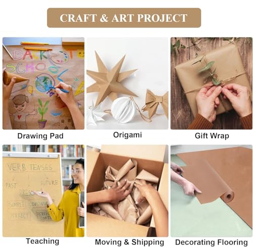 Brown Wrapping Paper Roll 30"x 2400" Craft Packing Paper for Gift Wrapping Bulletin Board Paper Roll Bouquet Flower Table Covering Poster Packing Shipping Moving Supplies (599.7 Sq Ft)
