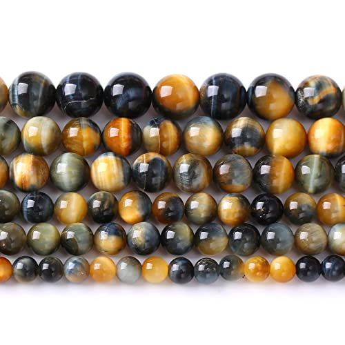 72Pcs 10mm Tiger Eye Beads for Jewelry Making Natural Stone Semi Precious Round Loose Spacer Beads DIY Bracelets Necklace