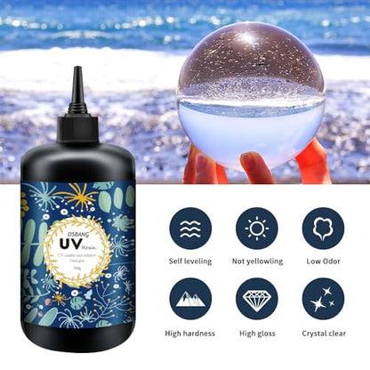 Crystal Clear Hard UV Resin Upgraded Formula Ultraviolet Fast Curing for Jewelry Making Craft Decoration (50 Fl Oz)