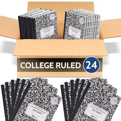 24 Pack EPI College Ruled Composition Notebook Black (24 Count)