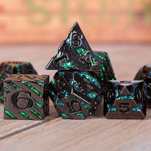 Metal Dice Set with Inlay Design