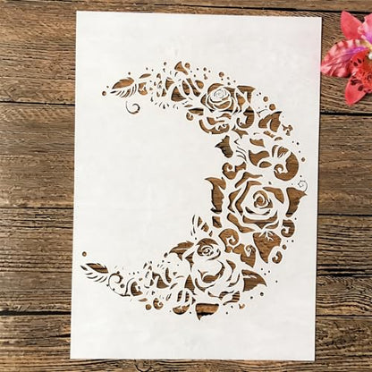 A4 Reusable Moon Flower Stencil for Painting