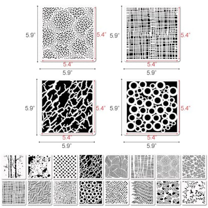 16 Pcs Layering Stencils for Painting (16 Count)
