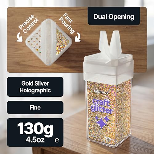 Craft Glitter Shaker Gold Silver Holographic 130g Fine (4.5 Ounce)