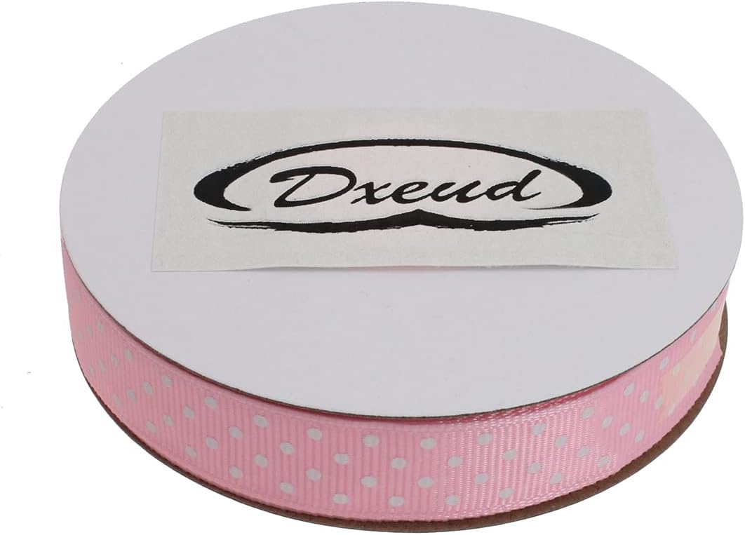 Polka Dot Grosgrain Ribbon 25 Yard Each Roll 100% Polyester (5/8", Pink) - Crafty Corner