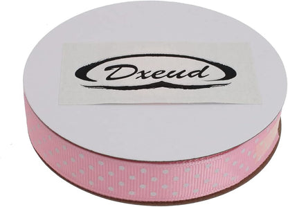 Polka Dot Grosgrain Ribbon 25 Yard Each Roll 100% Polyester (5/8", Pink) - Crafty Corner