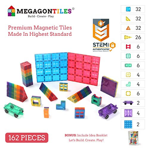 162PCS Premium Magnetic Tiles Set