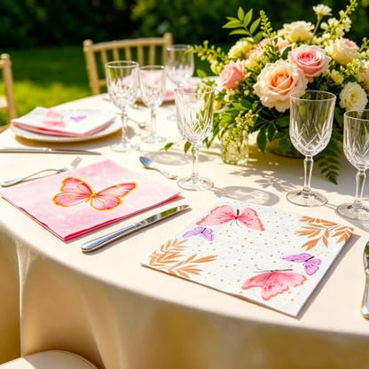 80PCS Paper Napkins Butterfly Print Guest Napkins for Garden Party Wedding (80 Count)