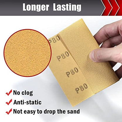 50 Pcs 1 4 Sheet Sand Paper 5.5" x 4.5" (50 Count)