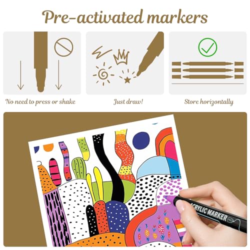 30 Colors Precision Dual Tip Acrylic Paint Markers Pens (30 Count)