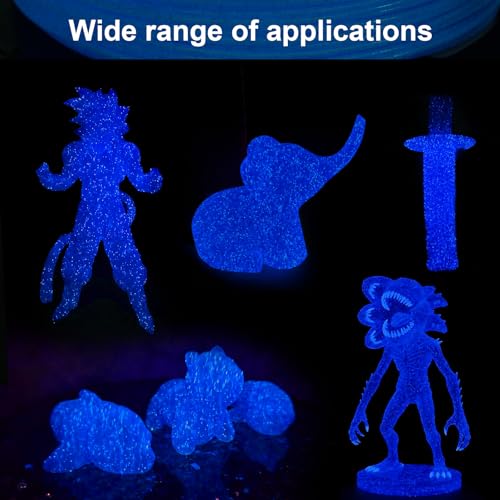 3D Printer Filament 1.75mm Glow in The Dark Shiny Firefly Blue PLA Filament for 3D Printing
