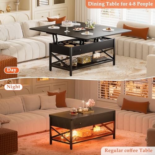 Lift Top Coffee Table with LED Light