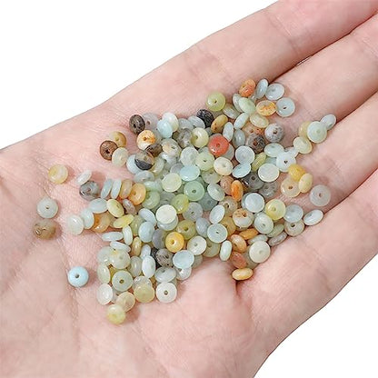 Natural Amazonite Disk Stone Beads 4x2mm 160pcs Rondelle Loose Semi Gemstone Beads for Jewelry Making Design (160 Count)