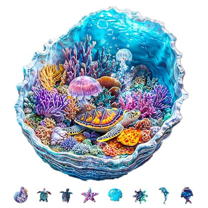 Wooden Puzzles for Adults Ocean Turtle Jigsaw 17.3 * 17.2in