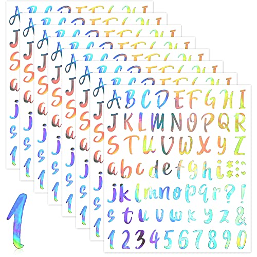 576 Pcs 8 Sheets Letters Stickers Vinyl Alphabet Number Decals Back to School Supplies for Water Bottles Cups Mailbox Scrapbooking Bulletin Board Classroom Decor (576 Count)