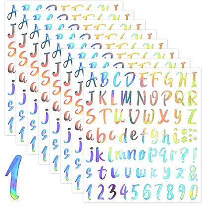 576 Pcs 8 Sheets Letters Stickers Vinyl Alphabet Number Decals Back to School Supplies for Water Bottles Cups Mailbox Scrapbooking Bulletin Board Classroom Decor (576 Count)