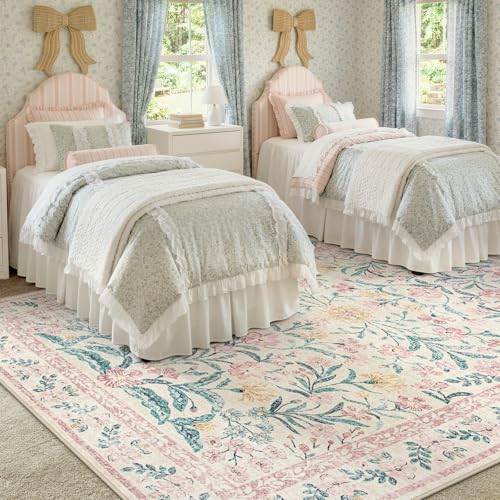 Pink Floral Rugs for Living Room