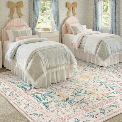 Pink Floral Rugs for Living Room