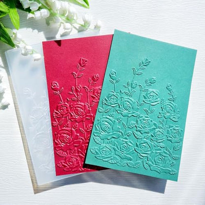 3D Texured Spring Flower Rose Bloom Plastic Embossing Folders for Card Making Scrapbooking and Other Paper Crafts