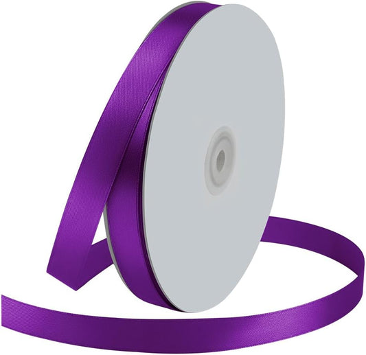 5/8" Wide x 100 Yards Single Face Polyester Satin Ribbon, Satin Ribbon for Crafts, Gift, Hair Bows, Wedding Party Decoration, Bow Making & Other Projects (Purple) - Crafty Corner