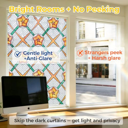 3D Stained Glass Window Privacy Film Decorative Non
