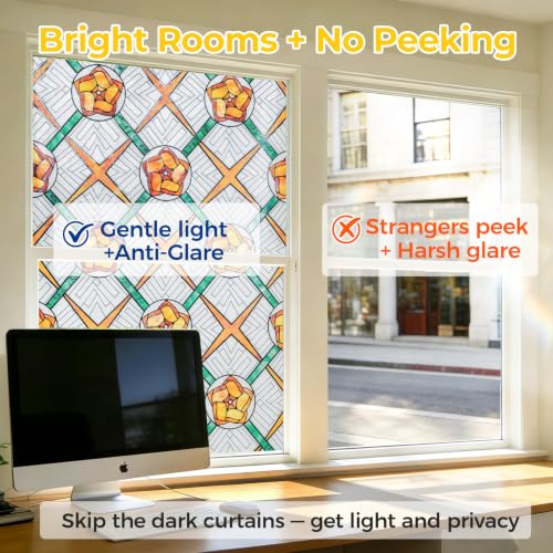 3D Stained Glass Window Privacy Film Decorative Non