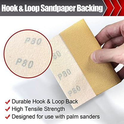 50 Pcs 1 4 Sheet Sand Paper Hook and Loop Backing 5.5" x 4.5" (50 Count)