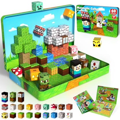 60 PCS Magnetic Blocks with Metal Box