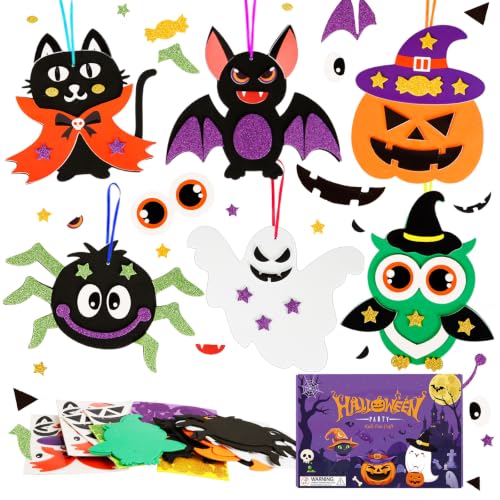 12 Pack Halloween Craft Kit for Kids Make You Own Halloween Foam Stickers Arts and Crafts DIY for Kids Boys Girls Party Supplies Halloween Decoration (12 Count)