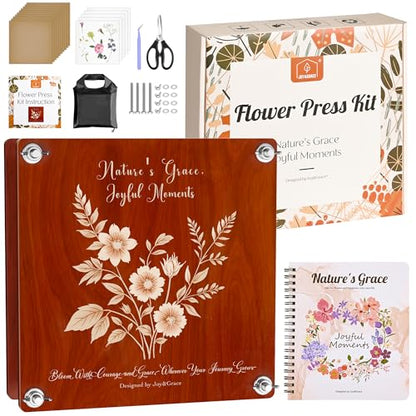 Large Flower Press Kit for Adults with Designed Cover and DIY Album