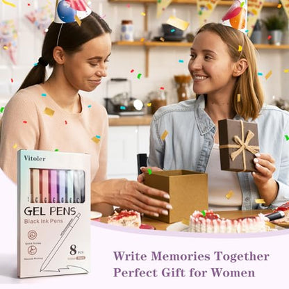 Gel Pens 8 Pcs 0.5mm Quick Dry Black Ink Pens Fine Point Journal Pens Smooth Writing Pens
